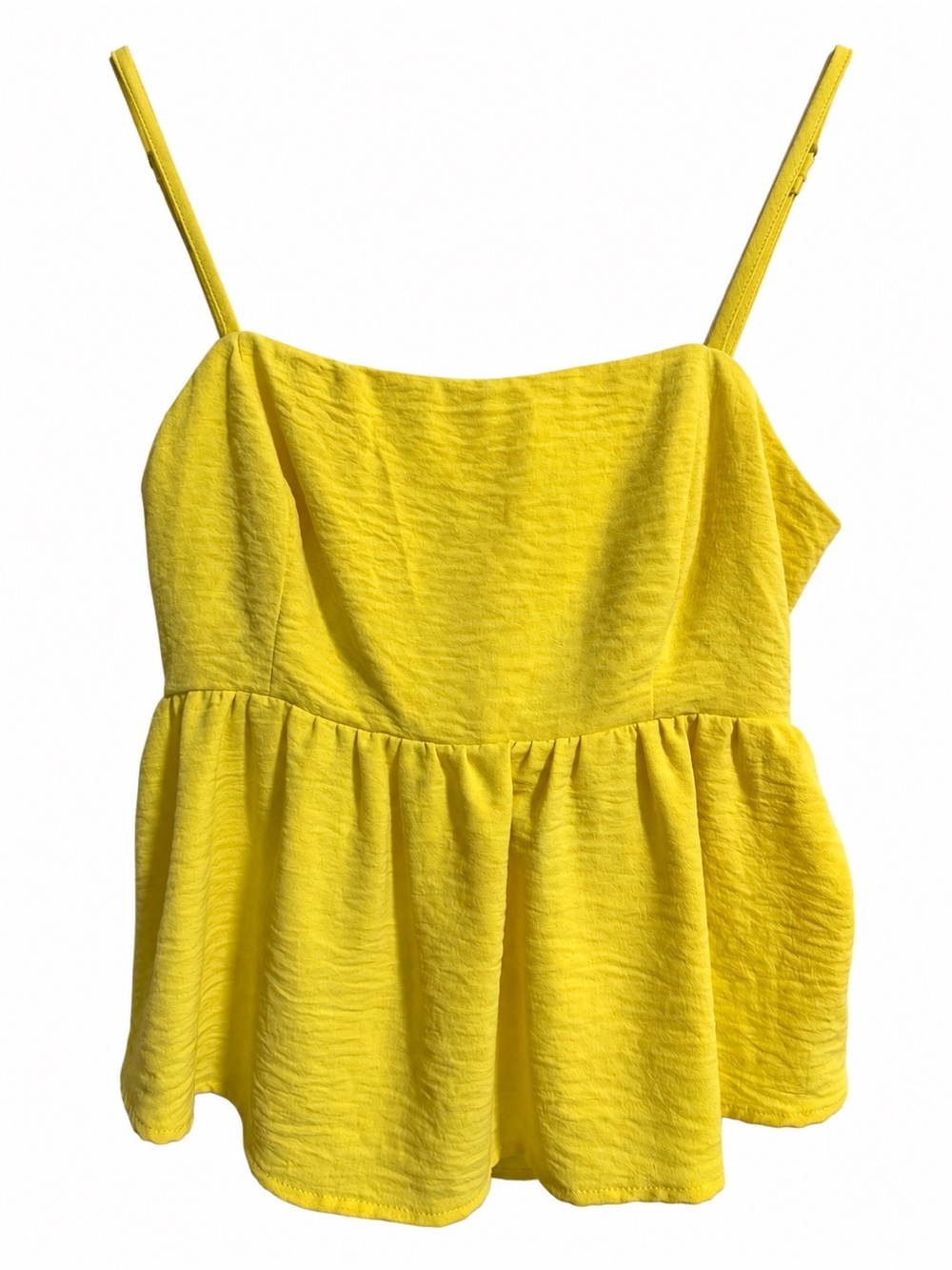 Timing Yellow Spaghetti-Strap Peplum Camisole